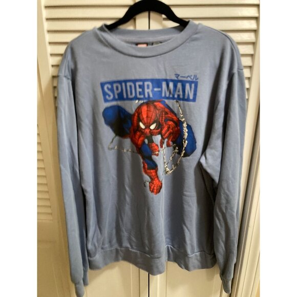 Light Blue Marvel Spiderman Baggy Sweatshirt Sz XL - Picture 1 of 6